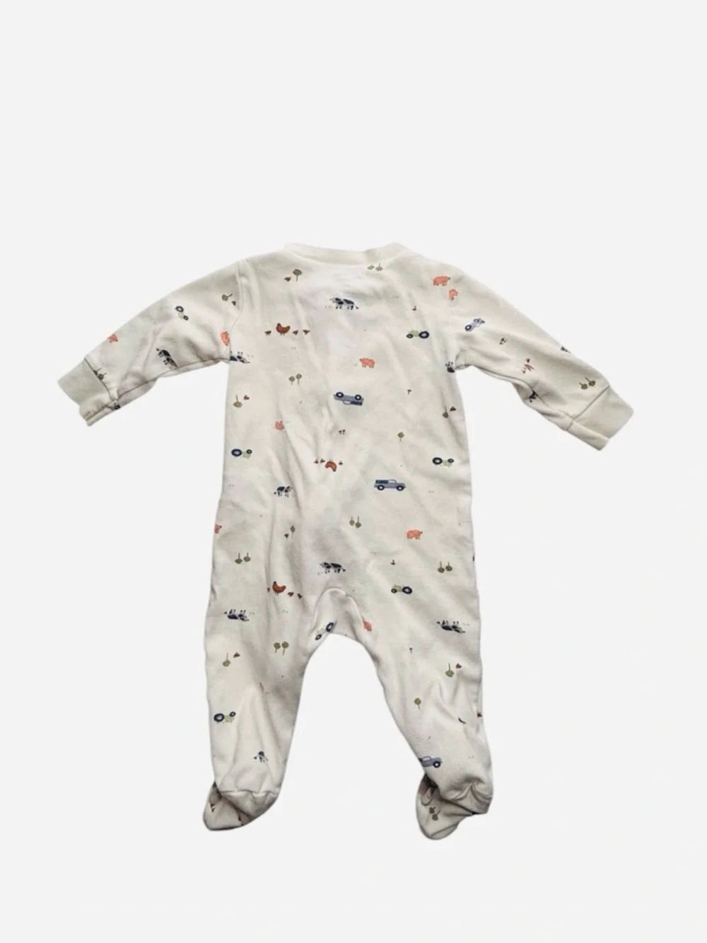 Carter's Cream Footed One-Piece with Navy & Coral Prints 8 0549